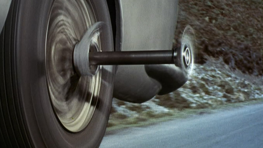 Tire shredder - one of many custom features of James Bond's Aston Martin DB5