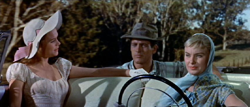 Paul Newman takes a ride with saucy Lee Remick and staid Joanne Woodward.